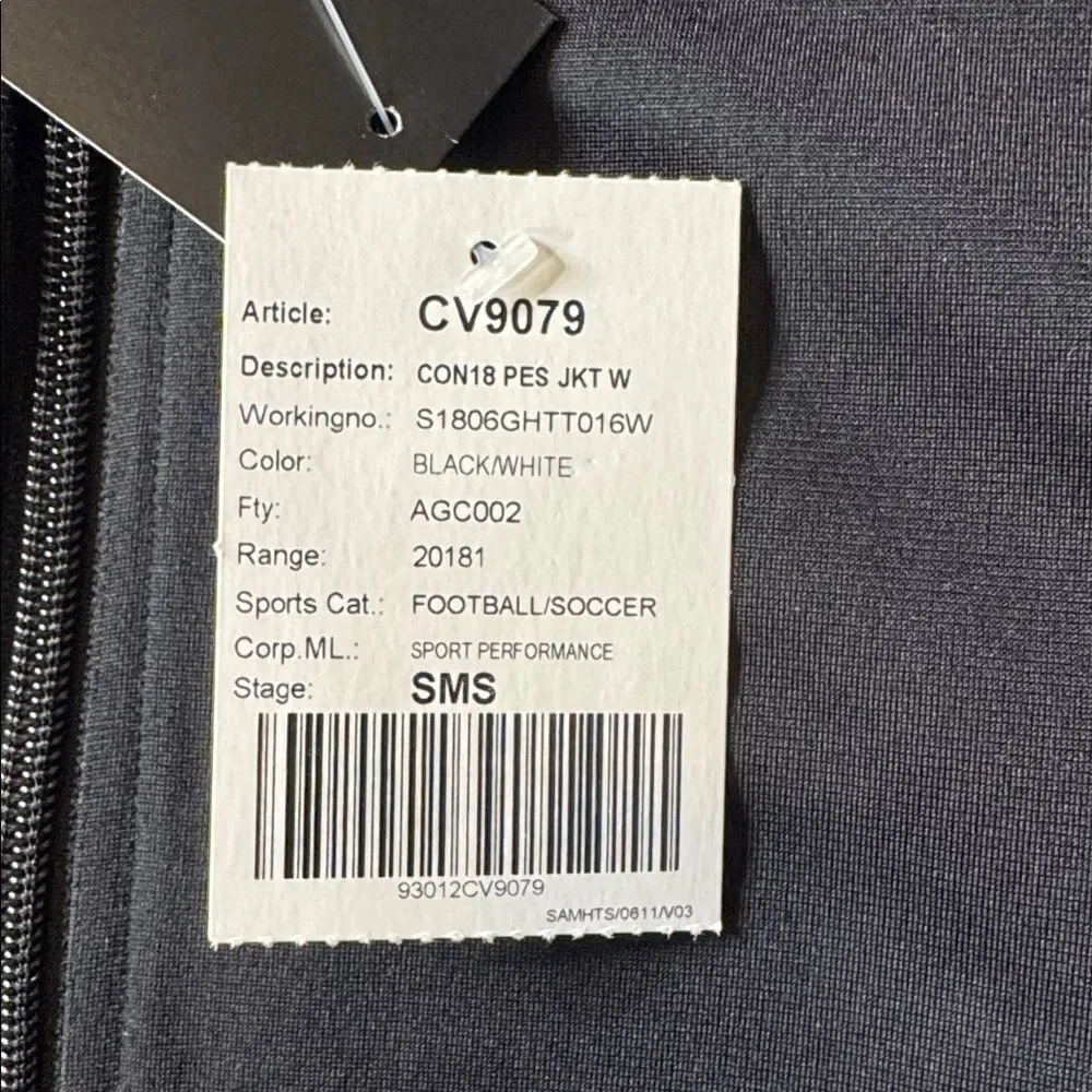 Women’s Adidas Black Sport Jacket Full Zip Small RARE Sample Tag NWT